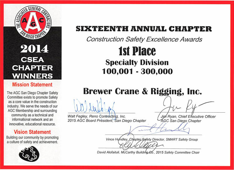 AGC Safety Excellence Award 2014